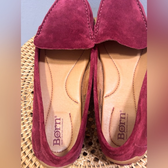 Born Burgundy Suede Loafers •Slip-on•8.5•preppy•casual•quiet luxury•scandi style - Picture 12 of 16